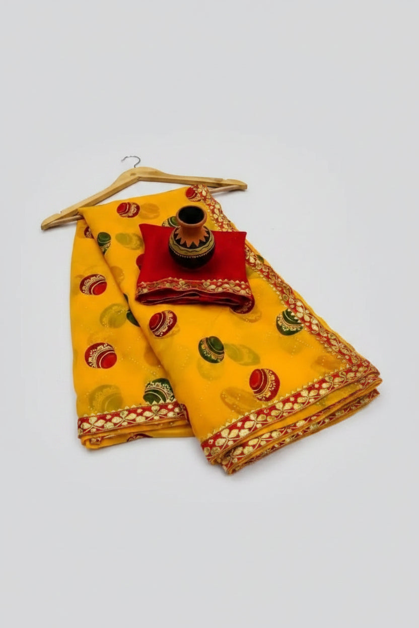 SM Georgette Sarees with Running Blouse
