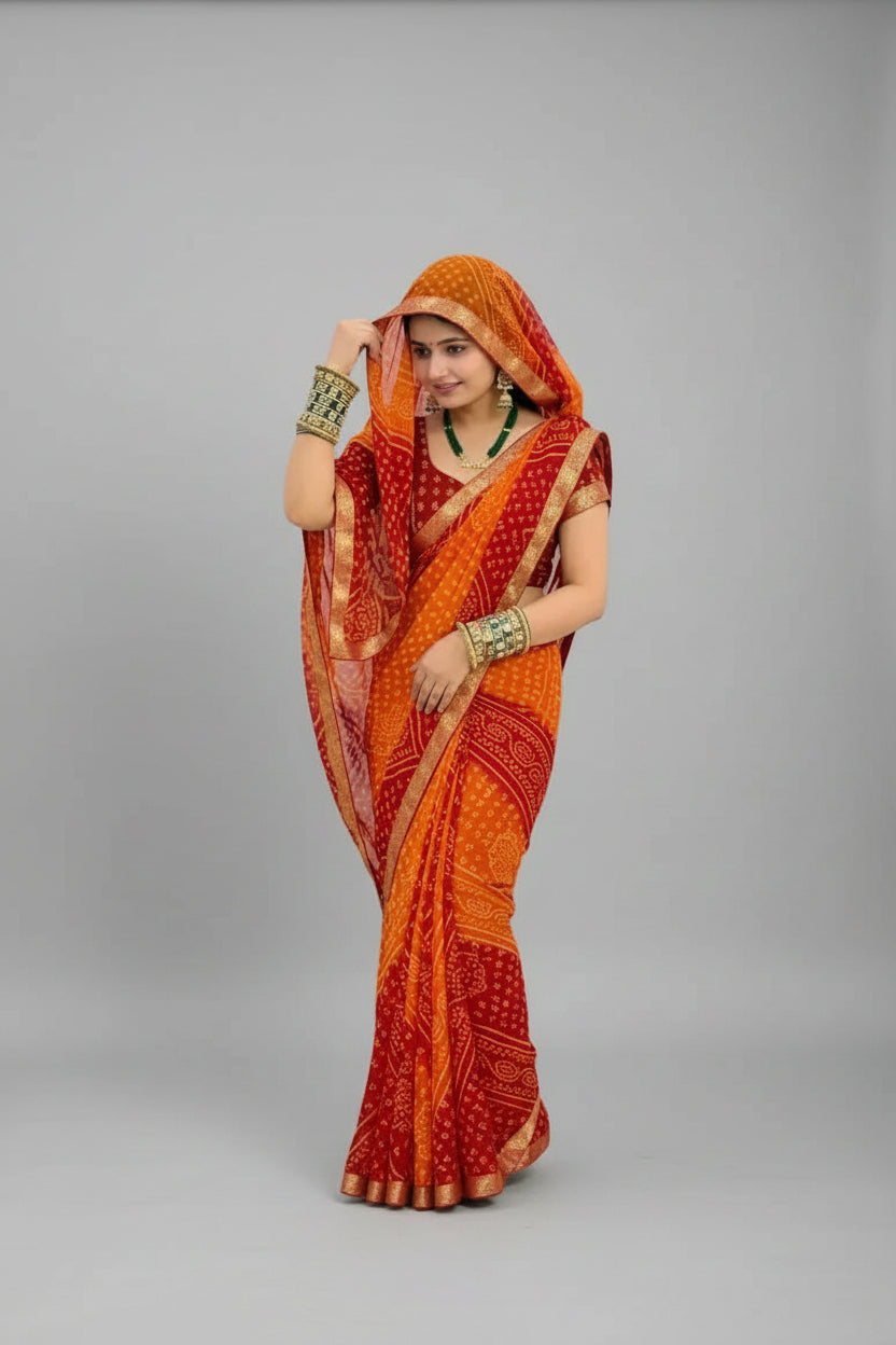 SM Printed Georgette Saree with Blouse