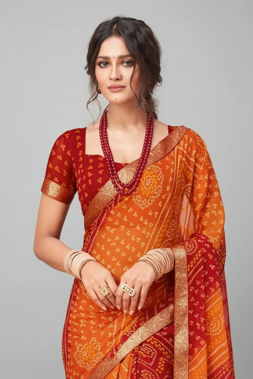 SM Printed Georgette Saree with Blouse