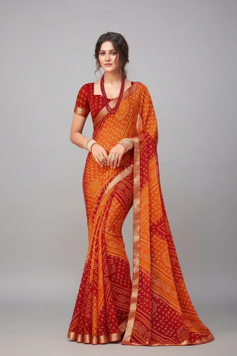 SM Printed Georgette Saree with Blouse