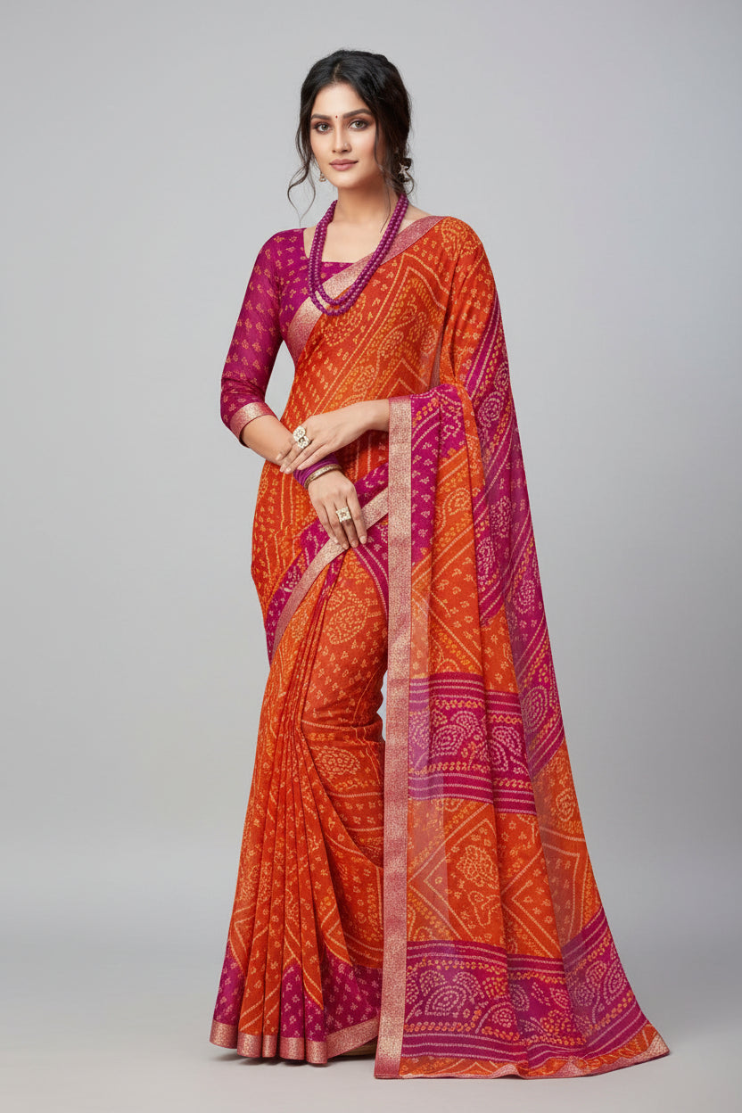 SM Printed Georgette Saree with Blouse