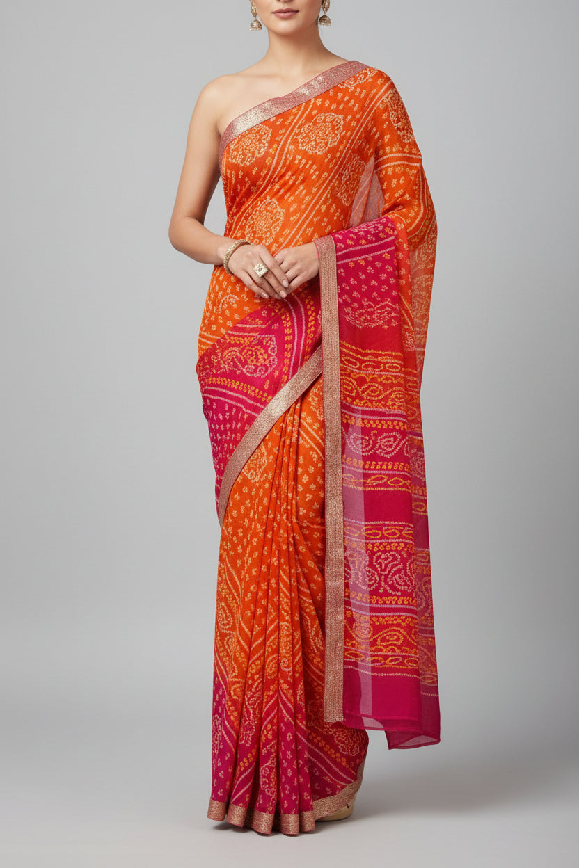 SM Printed Georgette Saree with Blouse