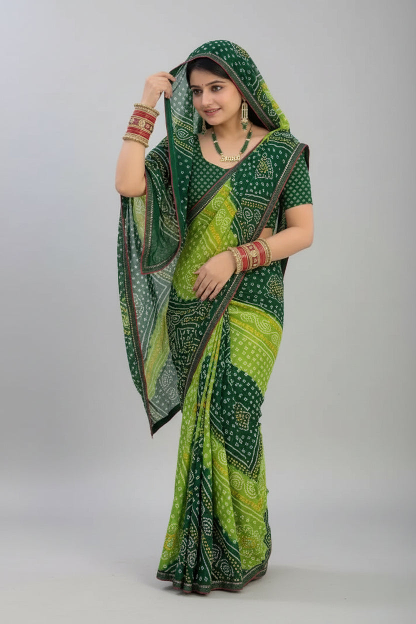 SM Printed Georgette Saree with Blouse