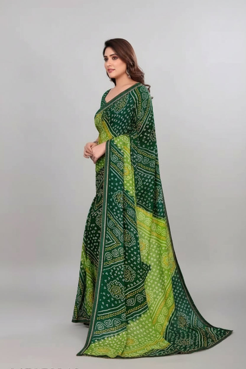 SM Printed Georgette Saree with Blouse