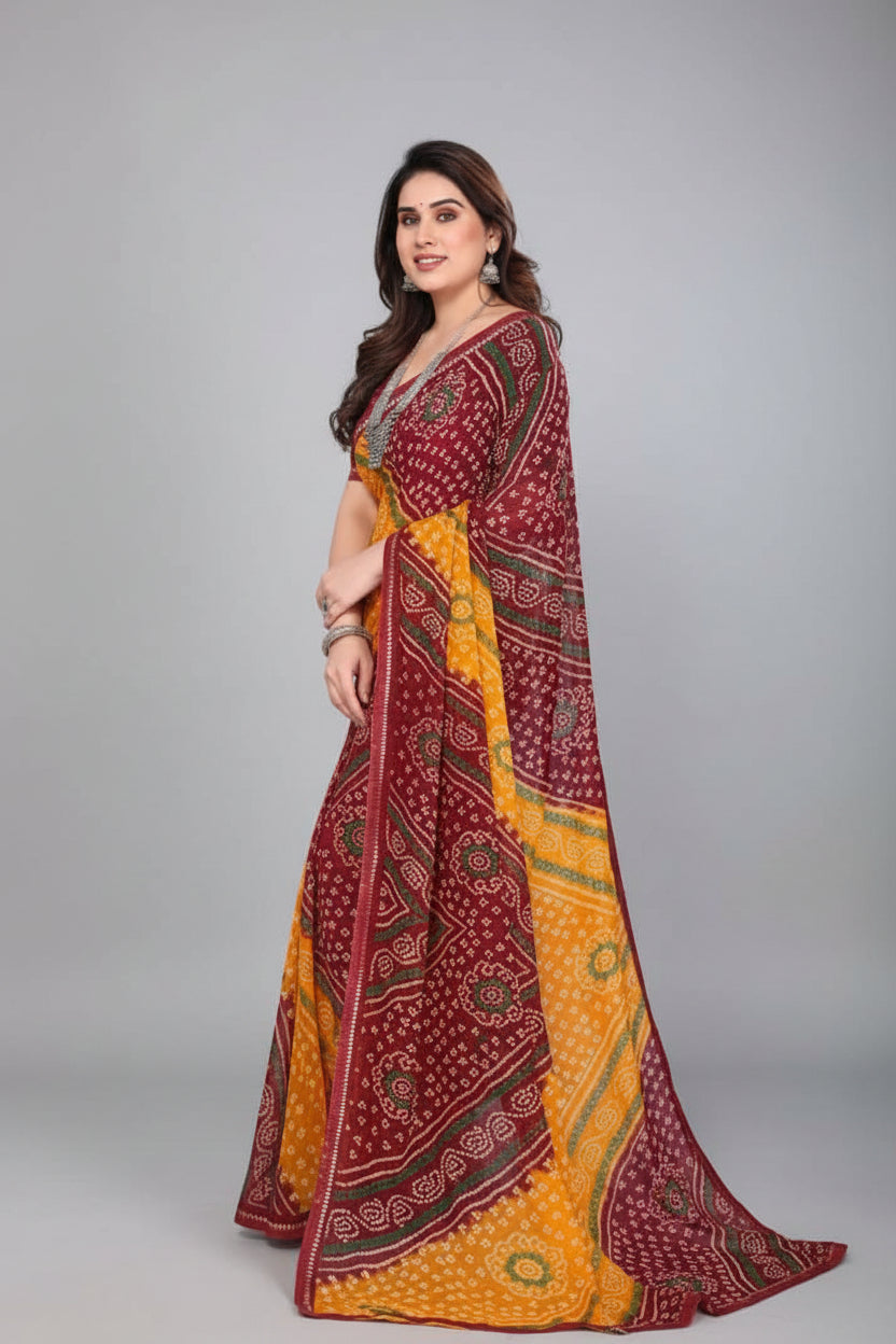 SM Printed Georgette Saree with Blouse