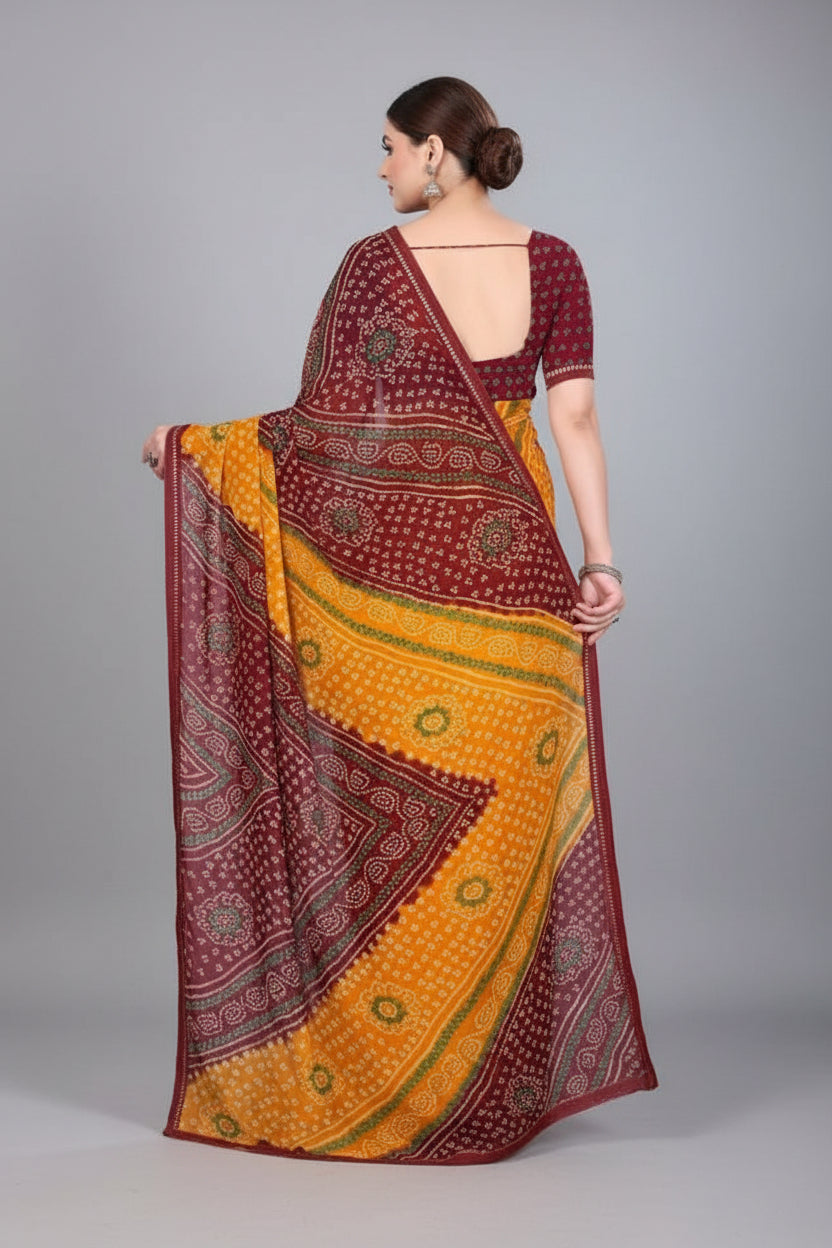 SM Printed Georgette Saree with Blouse