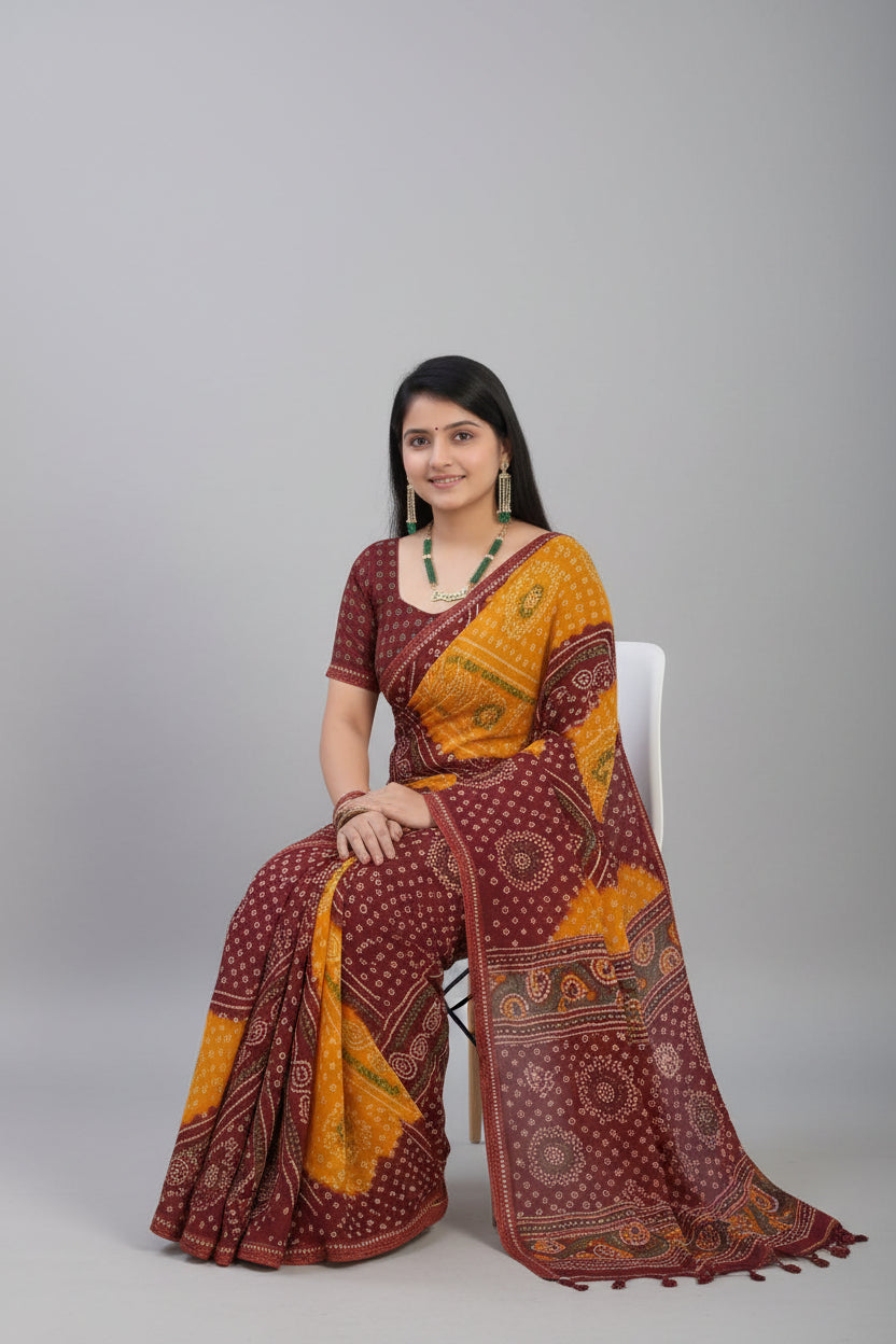 SM Printed Georgette Saree with Blouse