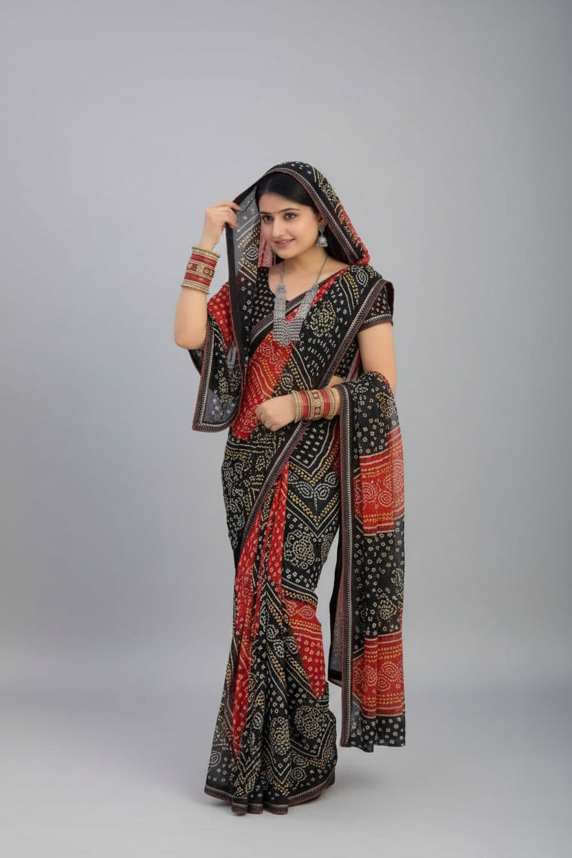 SM Printed Georgette Saree with Blouse
