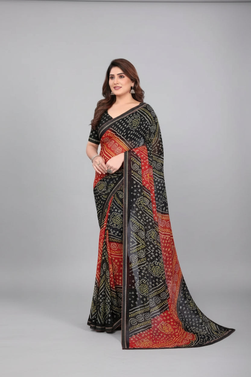 SM Printed Georgette Saree with Blouse