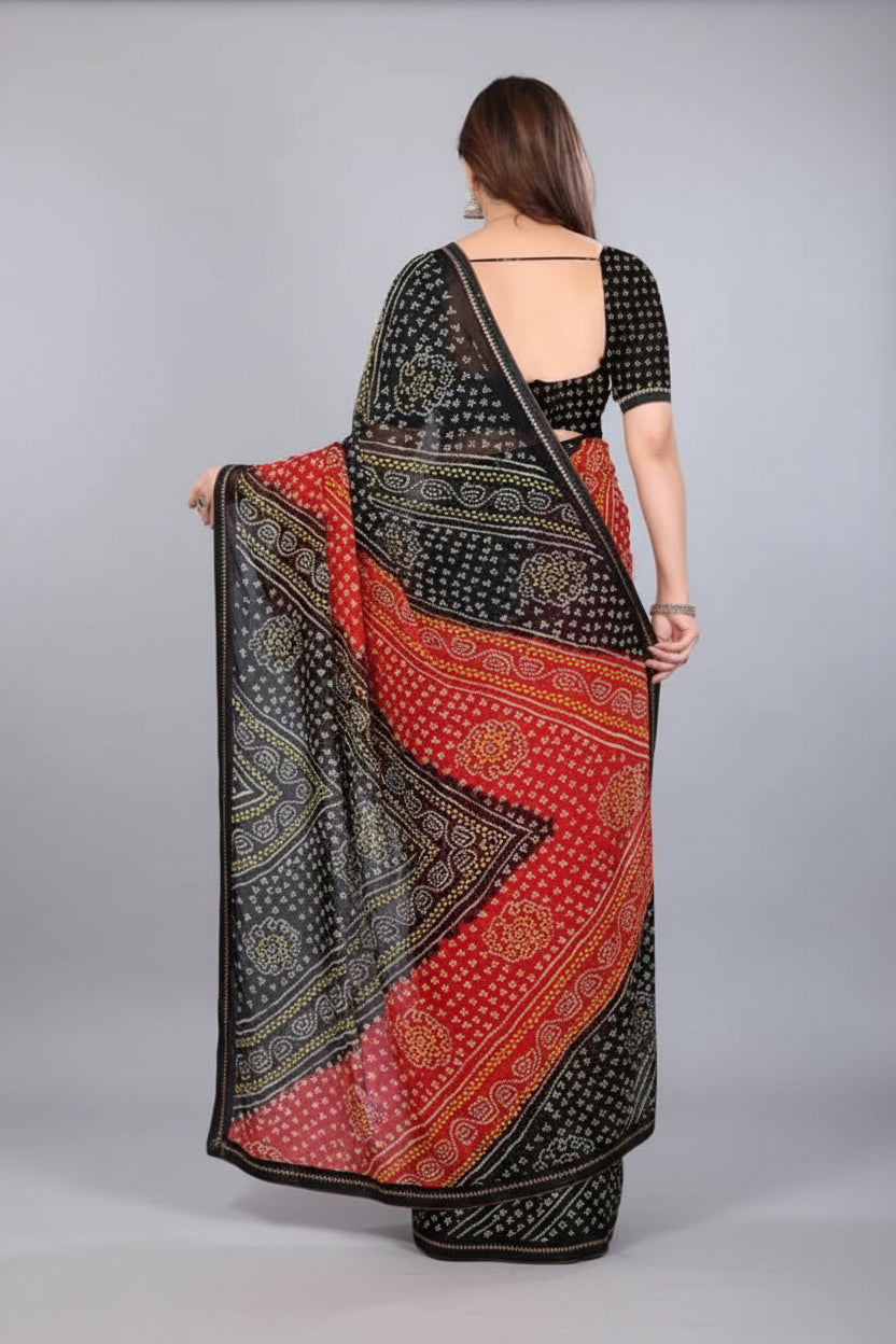SM Printed Georgette Saree with Blouse