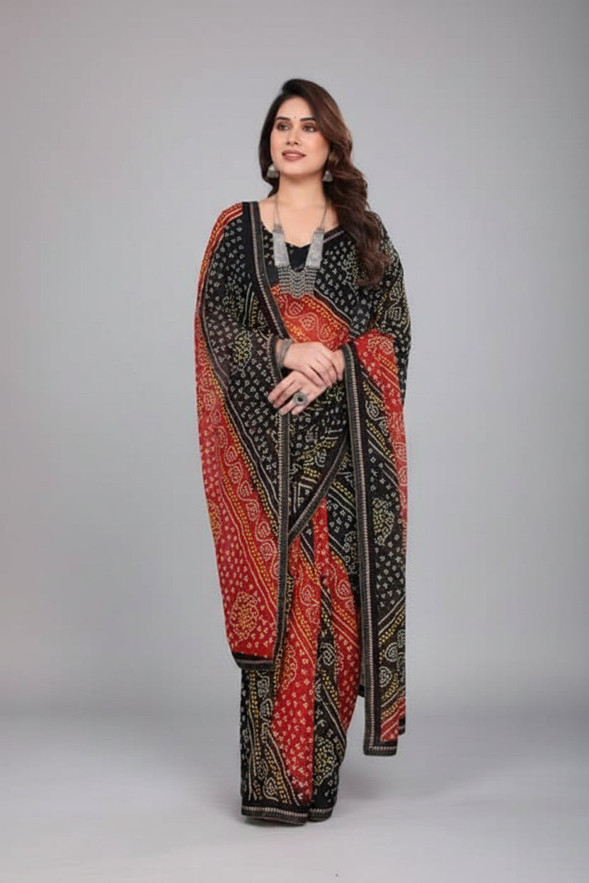 SM Printed Georgette Saree with Blouse