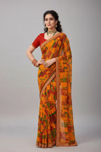 SM Printed Georgette Saree with Blouse