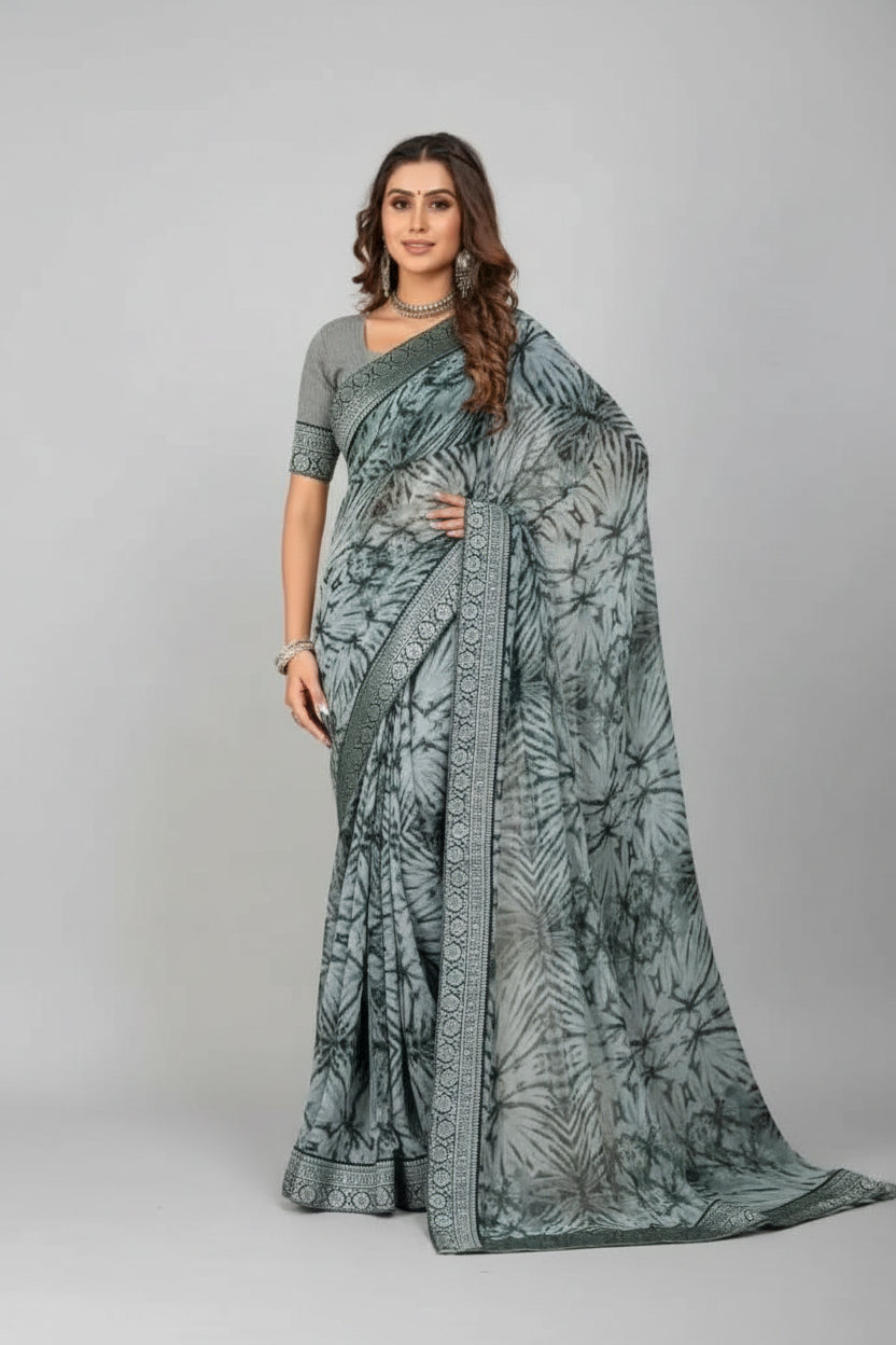 SM Georgette Saree with Bangalori Silk Blouse