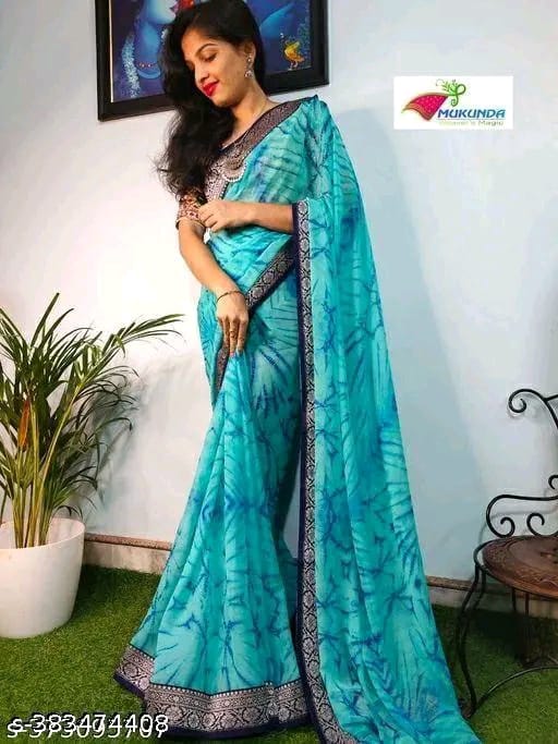 SM Georgette Saree with Bangalori Silk Blouse