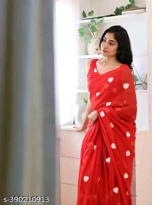 SM Women Georgette Embroidered Saree with Running Blouse