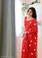 SM Women Georgette Embroidered Saree with Running Blouse