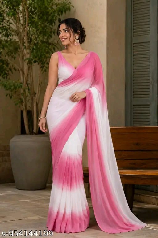 SM Women Malai Silk Solid Saree with Running Blouse
