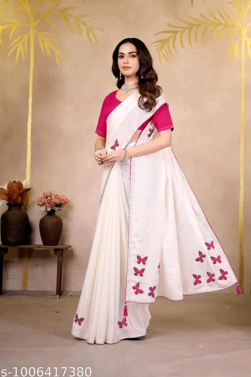 SM Women Chinnon Saree with Running Blouse