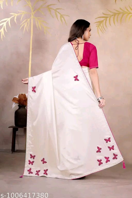 SM Women Chinnon Saree with Running Blouse