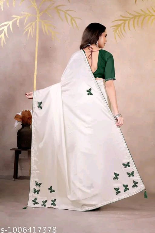 SM Women Chinnon Saree with Running Blouse