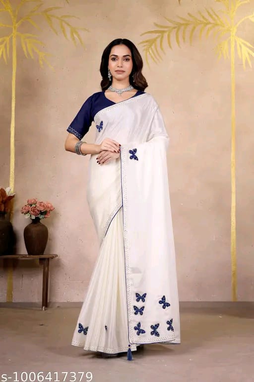 SM Women Chinnon Saree with Running Blouse