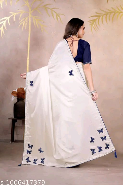 SM Women Chinnon Saree with Running Blouse
