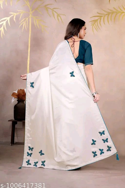 SM Women Chinnon Saree with Running Blouse