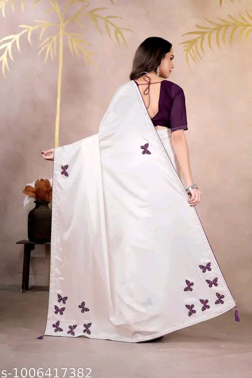SM Women Chinnon Saree with Running Blouse