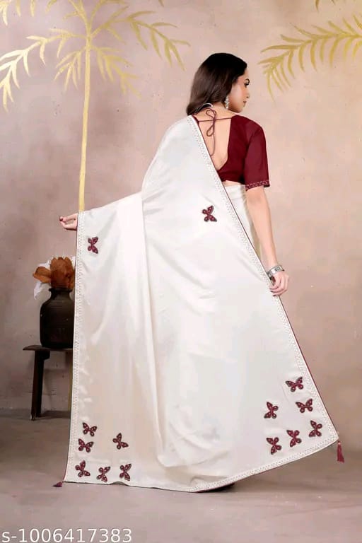 SM Women Chinnon Saree with Running Blouse