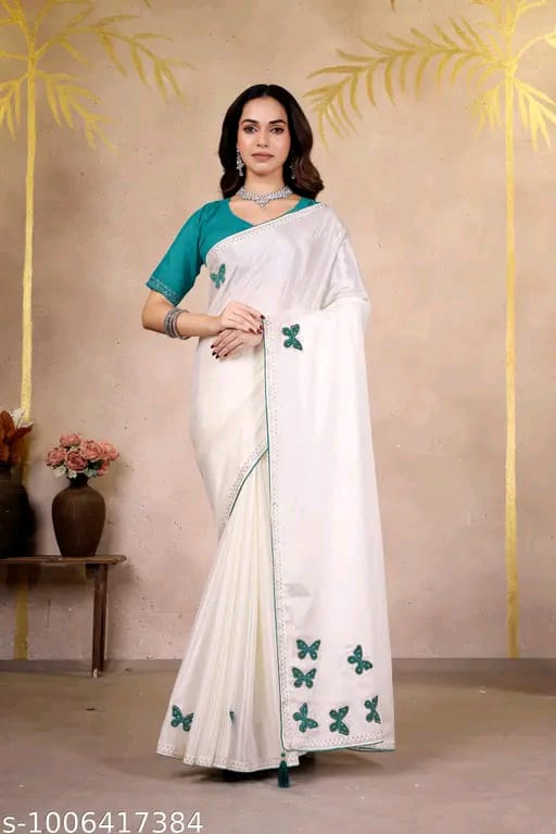 SM Women Chinnon Saree with Running Blouse