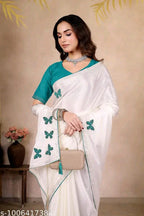 SM Women Chinnon Saree with Running Blouse