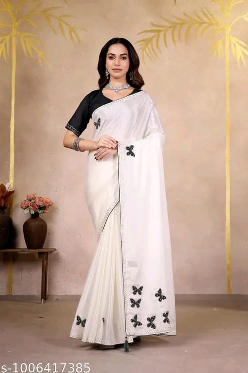 SM Women Chinnon Saree with Running Blouse