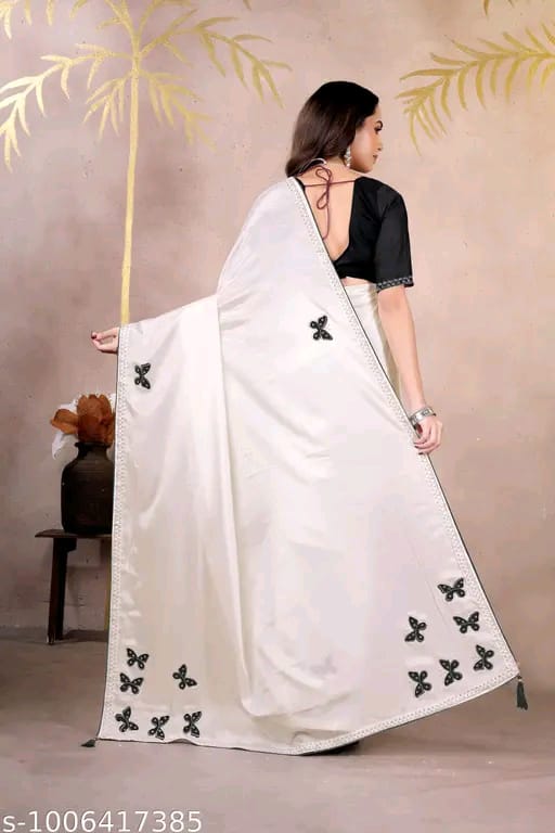 SM Women Chinnon Saree with Running Blouse