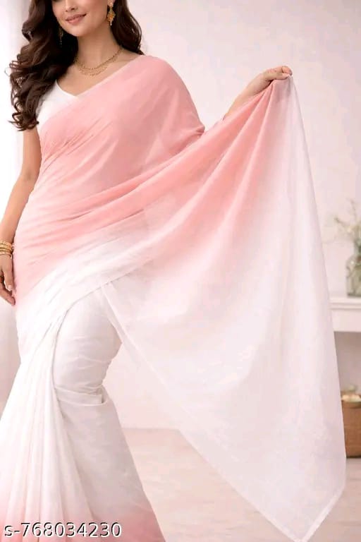 SM Women Georgette Color blocked Saree with Satin Silk Blouse