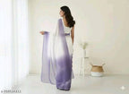 SM Women Georgette Color blocked Saree with Satin Silk Blouse