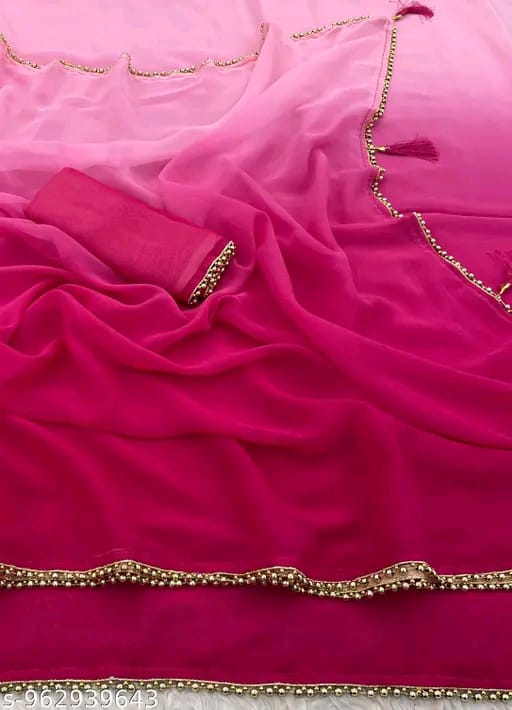 SM Women Poly Georgette Saree with Running Blouse