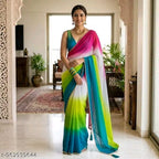 SM Women Poly Georgette Saree with Running Blouse
