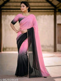 SM Women Poly Georgette Saree with Running Blouse