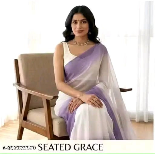 SM Women Georgette Zari Woven Saree with Satin Silk Blouse