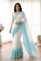 SM Women Georgette Zari Woven Saree with Satin Silk Blouse