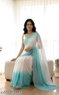 SM Women Georgette Zari Woven Saree with Satin Silk Blouse