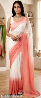 SM Women Georgette Zari Woven Saree with Satin Silk Blouse