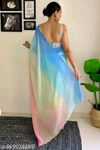 SM Women Georgette Color blocked Saree