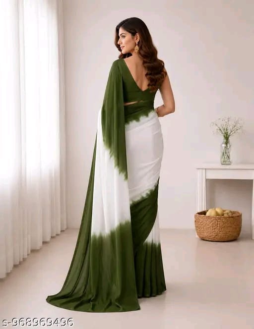 SM Women Georgette Color blocked Saree