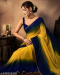 SM Women Georgette Color blocked Saree