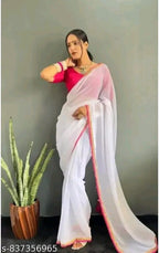 SM Women Georgette Solid Saree with Cotton Silk Blouse