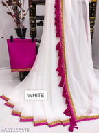 SM Women Georgette Solid Saree with Cotton Silk Blouse