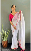 SM Women Georgette Solid Saree with Cotton Silk Blouse