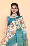 SM Women Cotton Printed Saree with Running Blouse