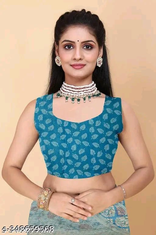 SM Women Cotton Printed Saree with Running Blouse